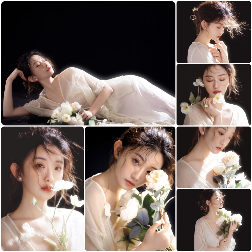 图片[1]-KH1004 墨染花影间，素纱轻舞的静谧诗篇-窥幻映画