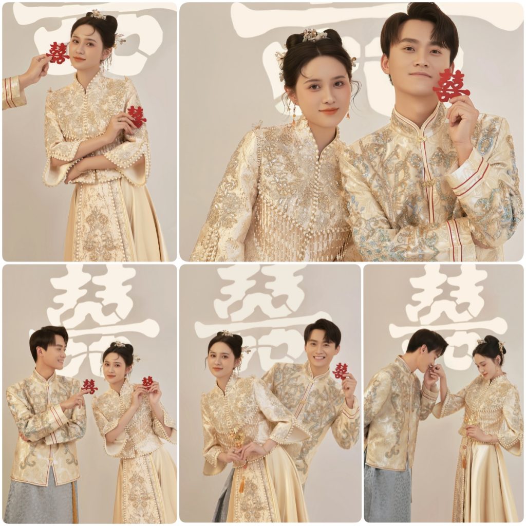 图片[1]-KH1012 金玉锦绣：一袭鎏金喜服下的中式鸾盟-窥幻映画