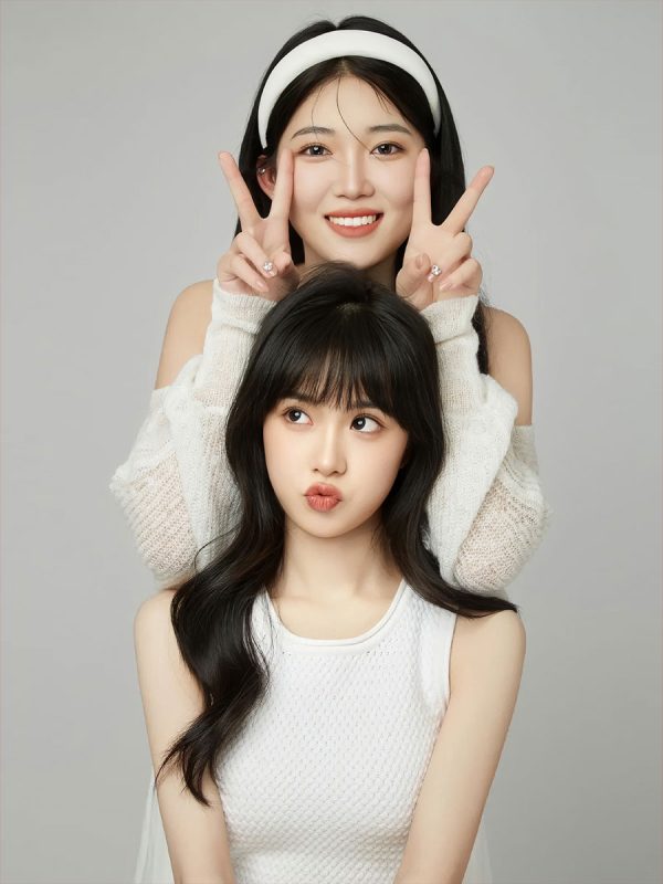 KH1017 黑白与棕：优雅闺蜜写真，极简风定格姐妹的温柔时光-窥幻映画