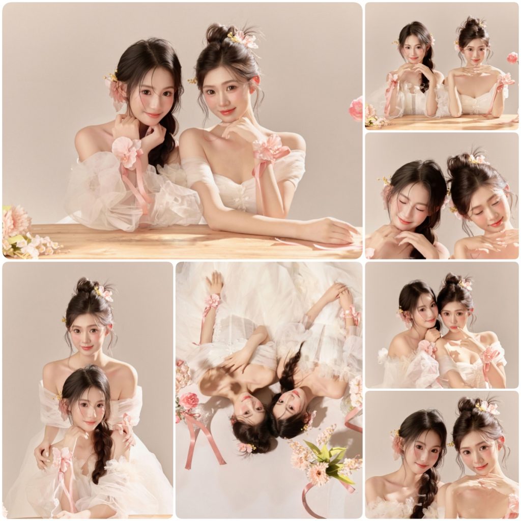 图片[1]-KH1019 花漾蜜语：法式少女感闺蜜写真，粉色系定格春日浪漫-窥幻映画