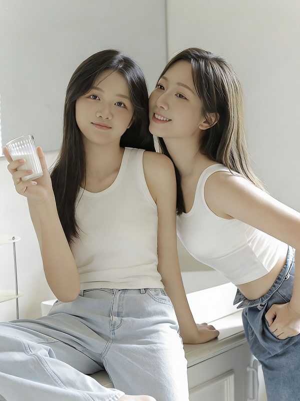 KH1020 温柔系纯白闺蜜时光：居家感闺蜜照，定格日常里的闪光时刻-窥幻映画