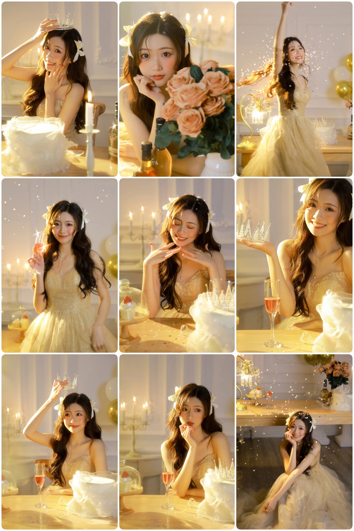 图片[1]-KH1026 烛光微醺时刻：香槟礼服的生日梦境记录-窥幻映画