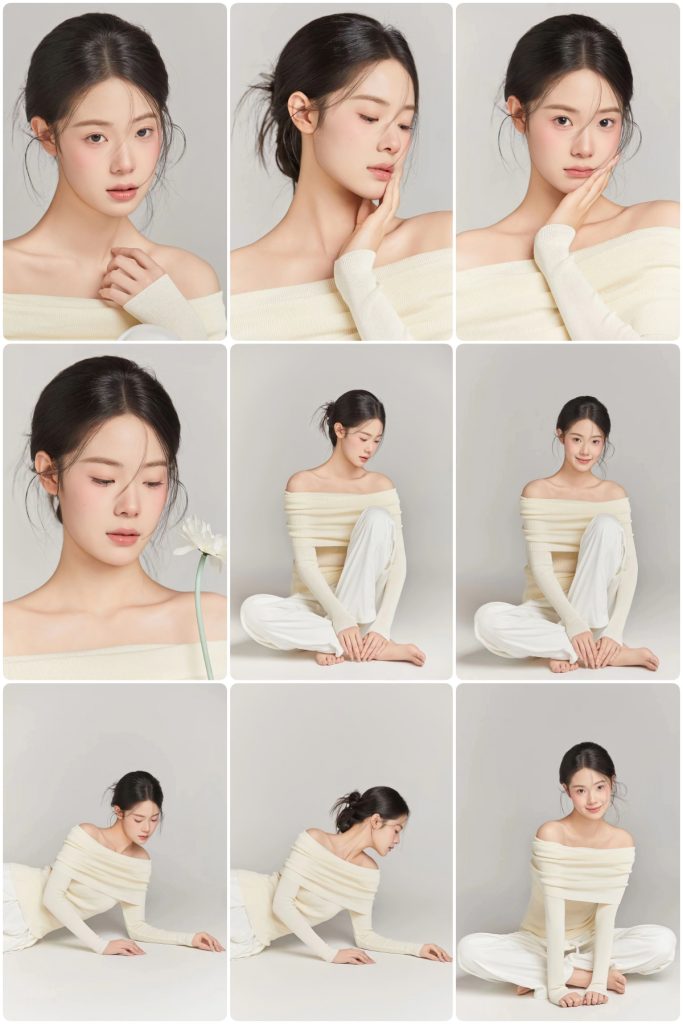 图片[1]-KH1033 纯色梦境：极简背景下的高级感九宫格人像特辑-窥幻映画