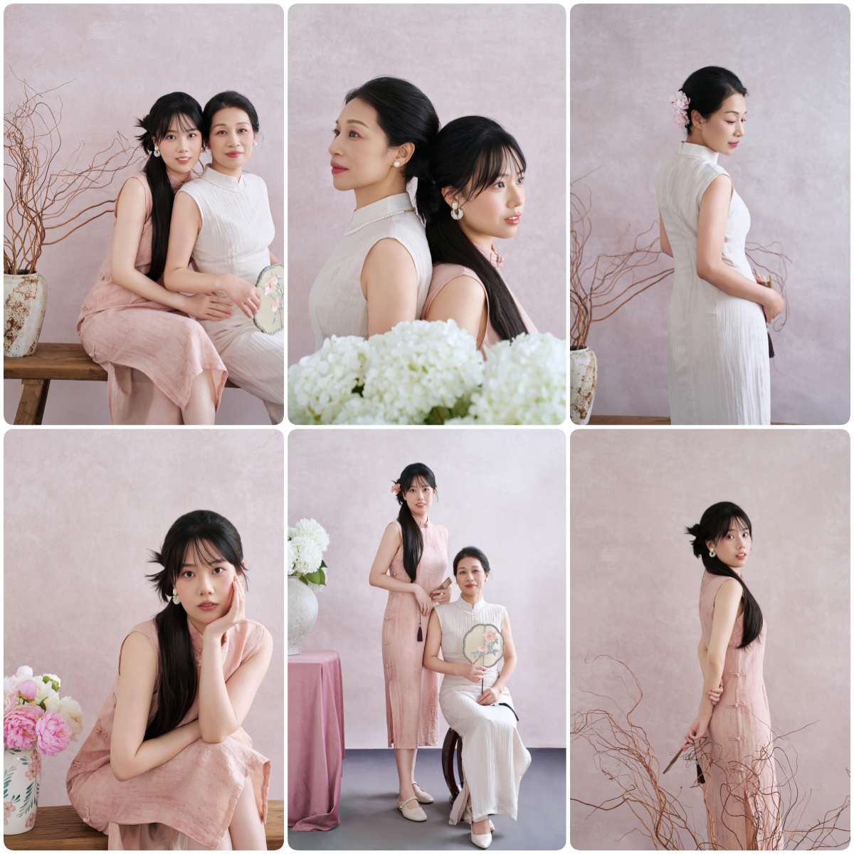 图片[1]-KH1045 诗意栖居：母女复古旗袍写真中的东方雅韵与温情时光-窥幻映画