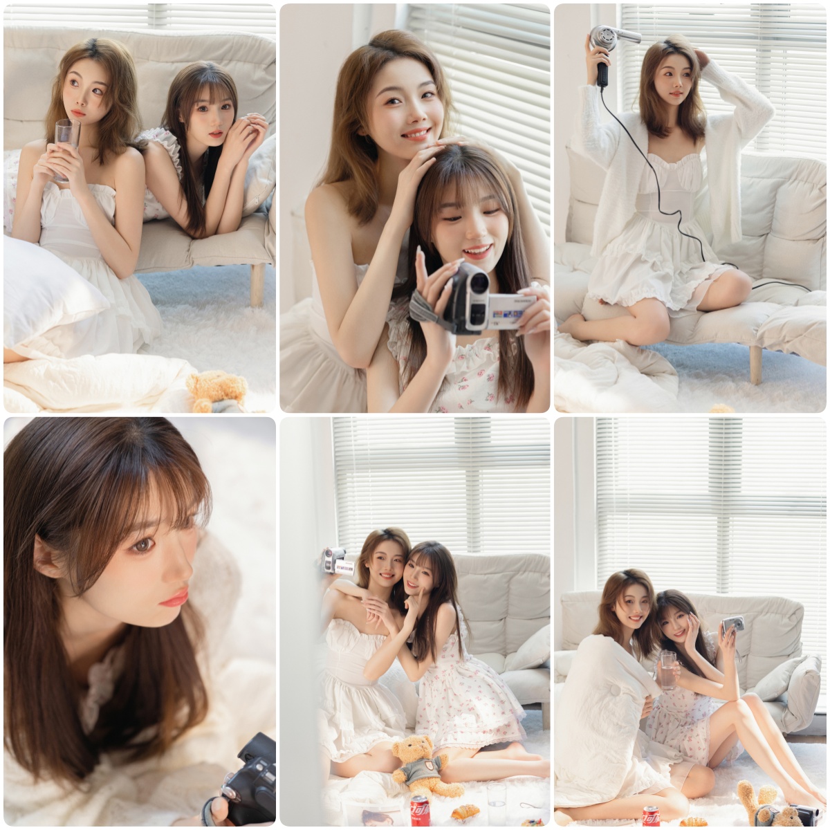 图片[1]-KH1049 宅家日记：白色系闺蜜日常写真，在沙发与阳光间定格治愈时光-窥幻映画