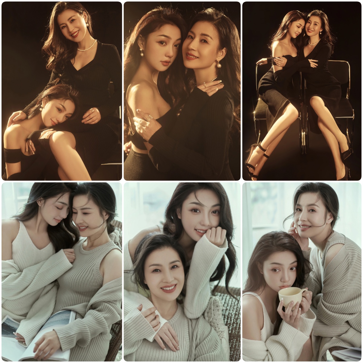 图片[1]-KH1050 光与影的诗篇：一深一浅，定格母女时尚与温情的双重奏-窥幻映画