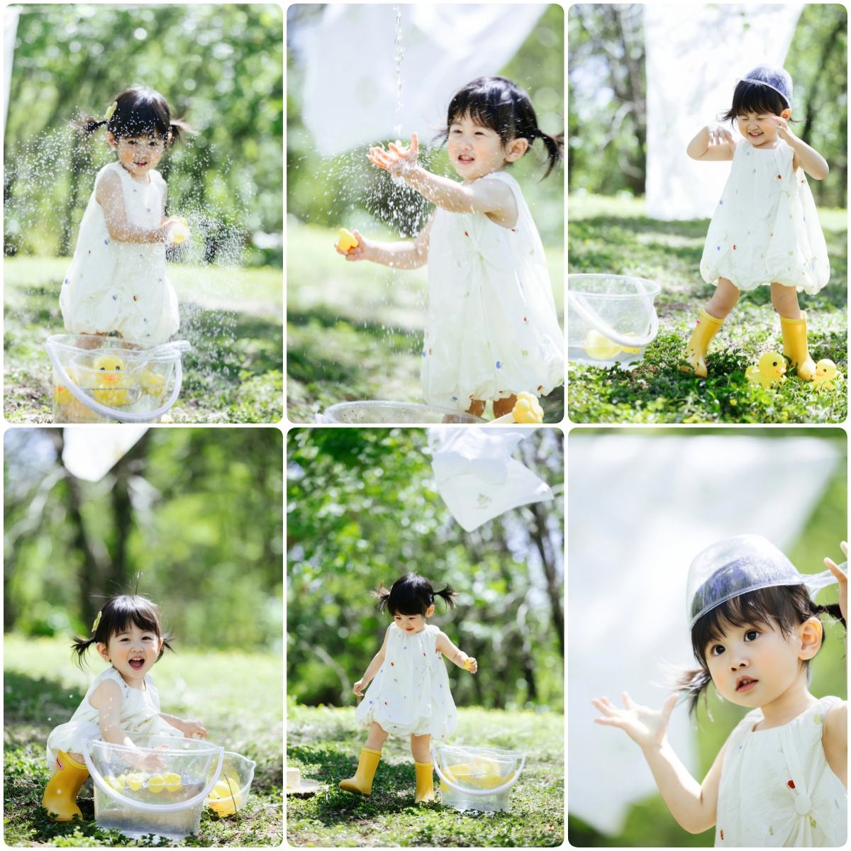 图片[1]-KH1051 绿野黄萌：户外童趣写真里的小黄鸭与白裙女孩-窥幻映画