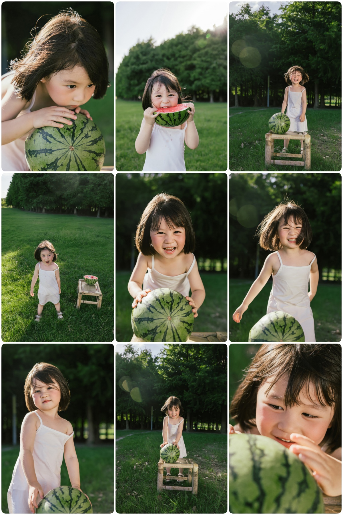 图片[1]-KH1054 夏日瓜田趣：白裙女孩与西瓜的甜蜜邂逅，在绿野中珍藏童年味道-窥幻映画