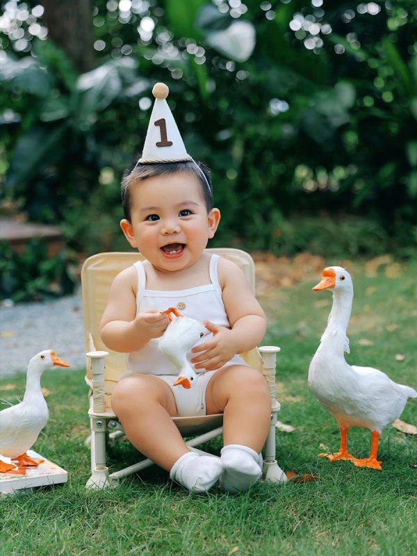 KH1055 绿野童趣：1岁萌娃的森系生日记录，与生日帽、小熊小鹅的初遇-窥幻映画